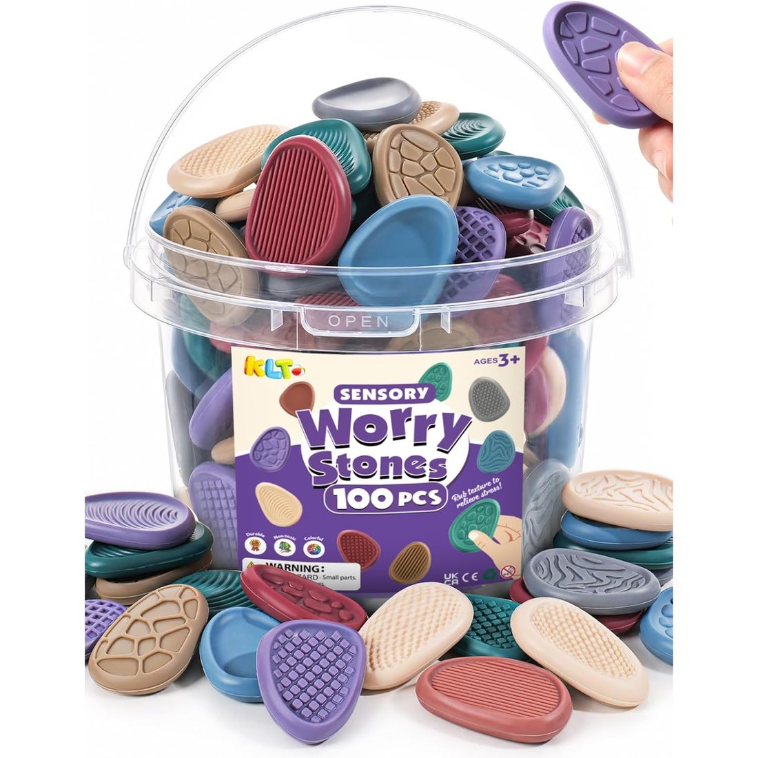 KLT Earth-Tone Worry Stones, 100 Pack