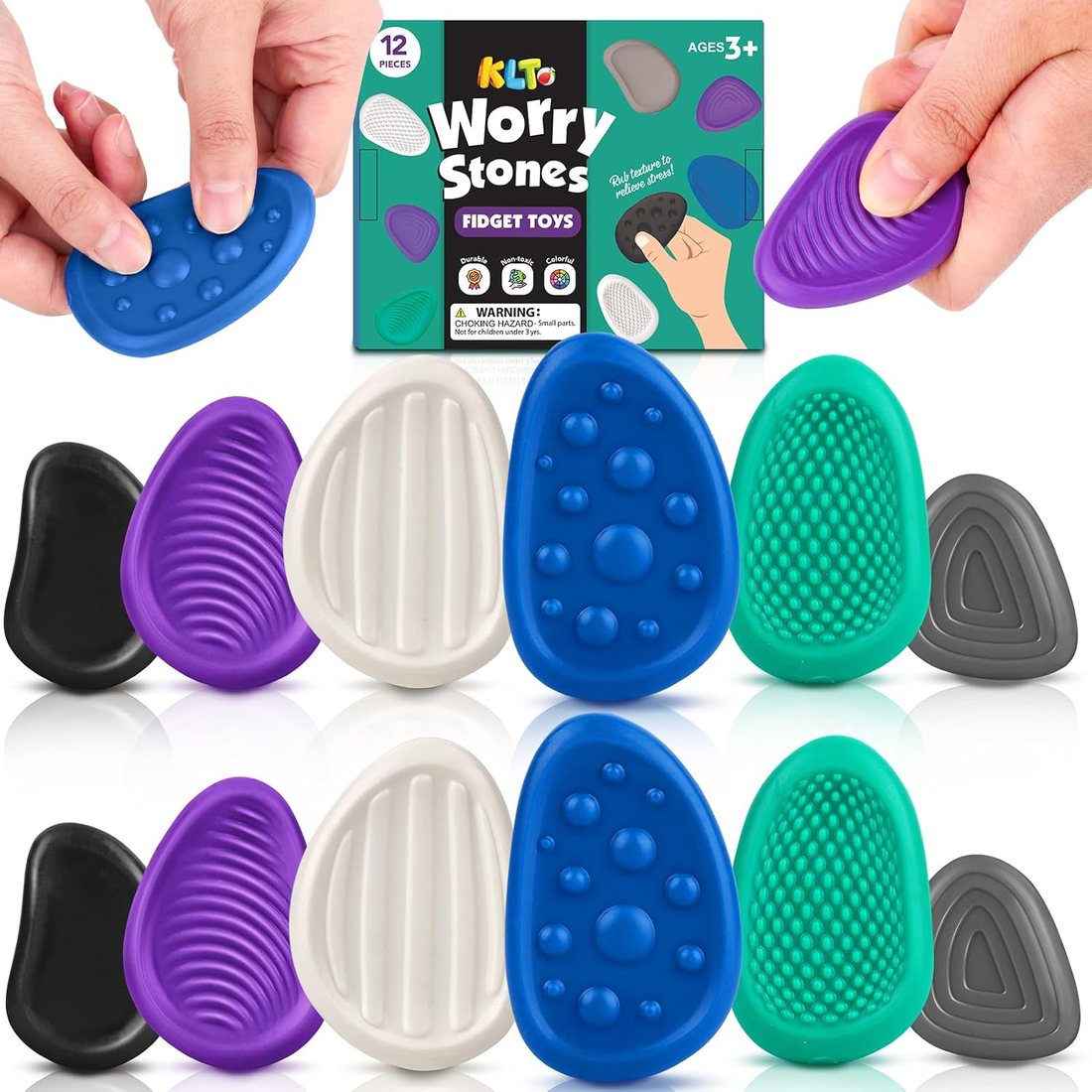 KLT Firm Worry Stones, 12 Pack
