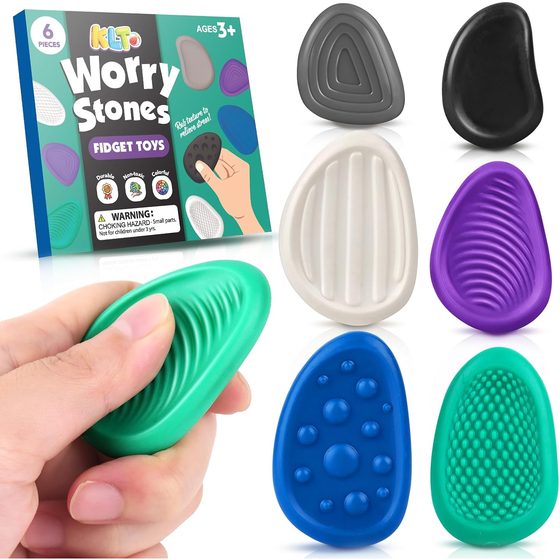 KLT Firm Worry Stones for Teens & Adults, 6 Pack