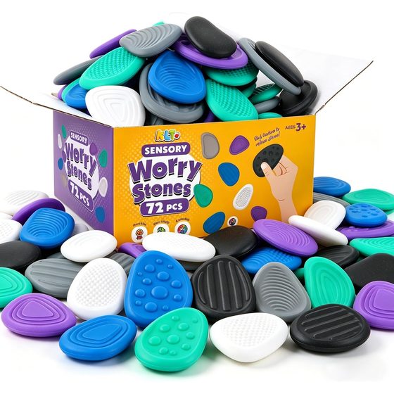 KLT Hard Silicone Worry Stones, 72 Pack