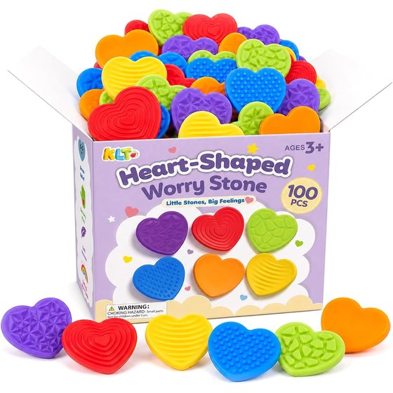 KLT Heart Worry Stones, 100 Pack
