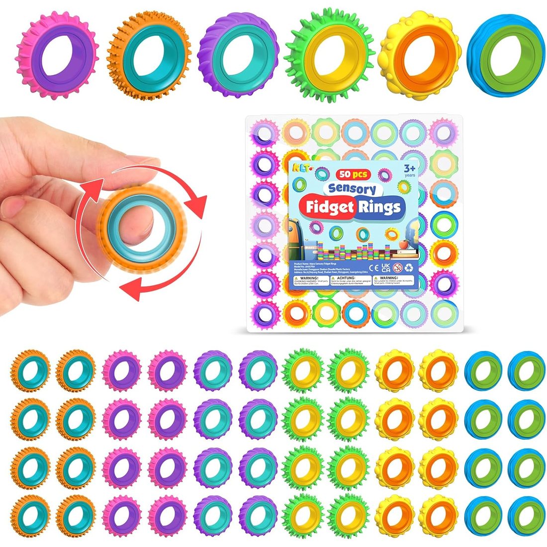 KLT Mix-and-Match Spinner Rings, 50 Pack