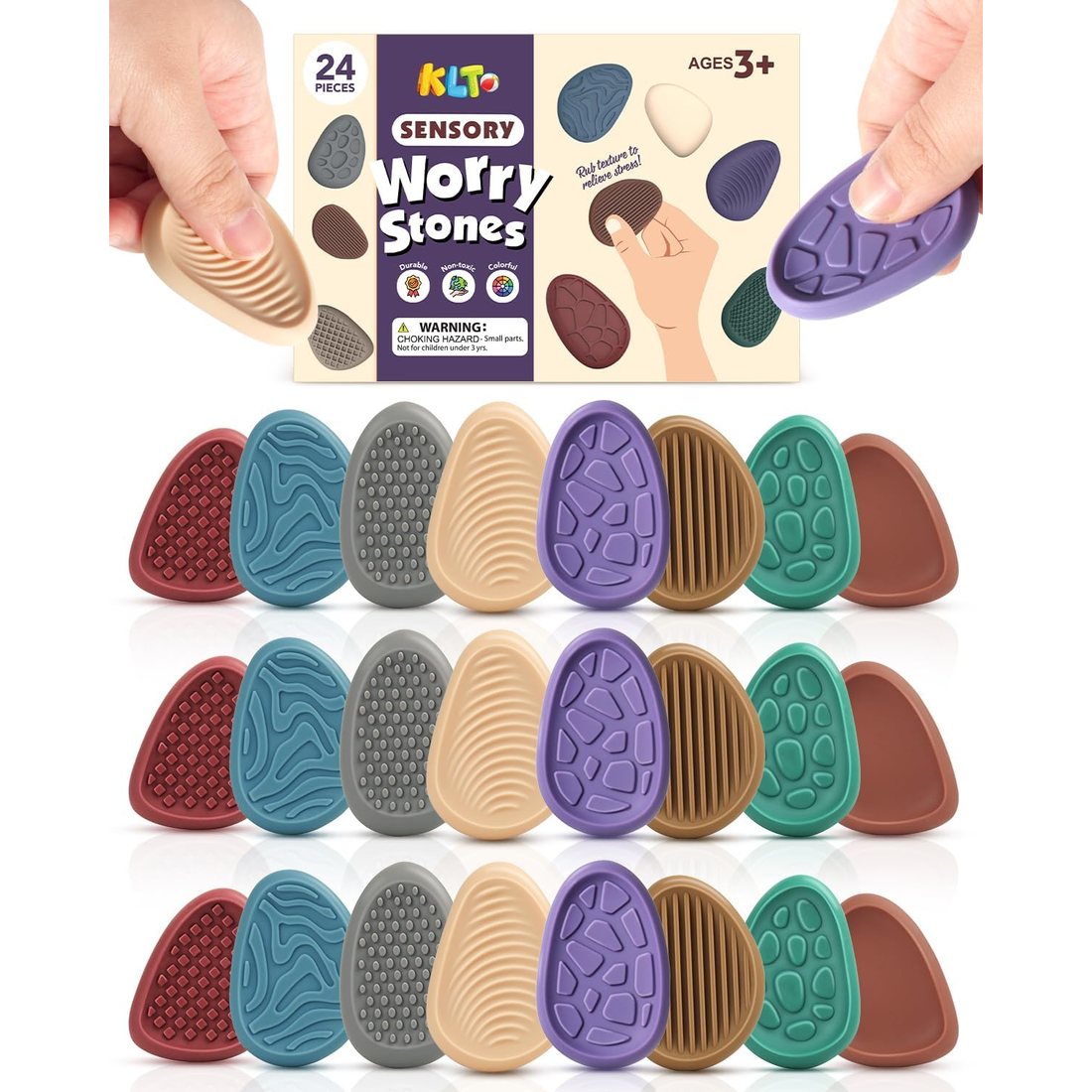 KLT Morandi Texture Worry Stones, 24 Pack