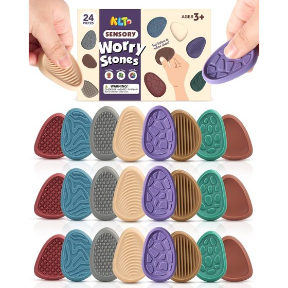 KLT Morandi Texture Worry Stones, 24 Pack