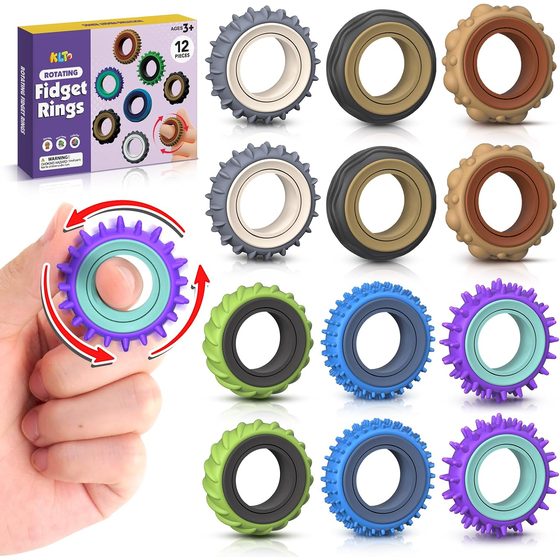 KLT Neutral Spinner Rings for Adults, 12 Pack