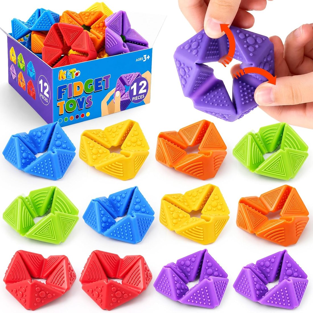 KLT Quiet Sensory Flip Toys, 12 Pack