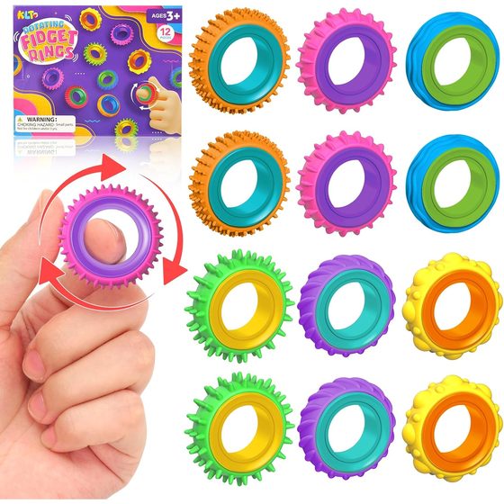 KLT Silicone-Wrapped Spinner Rings, 12 Pack
