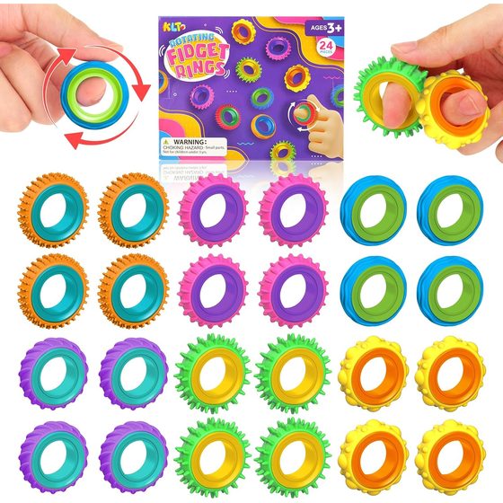 KLT Silicone-Wrapped Spinner Rings, 24 Pack
