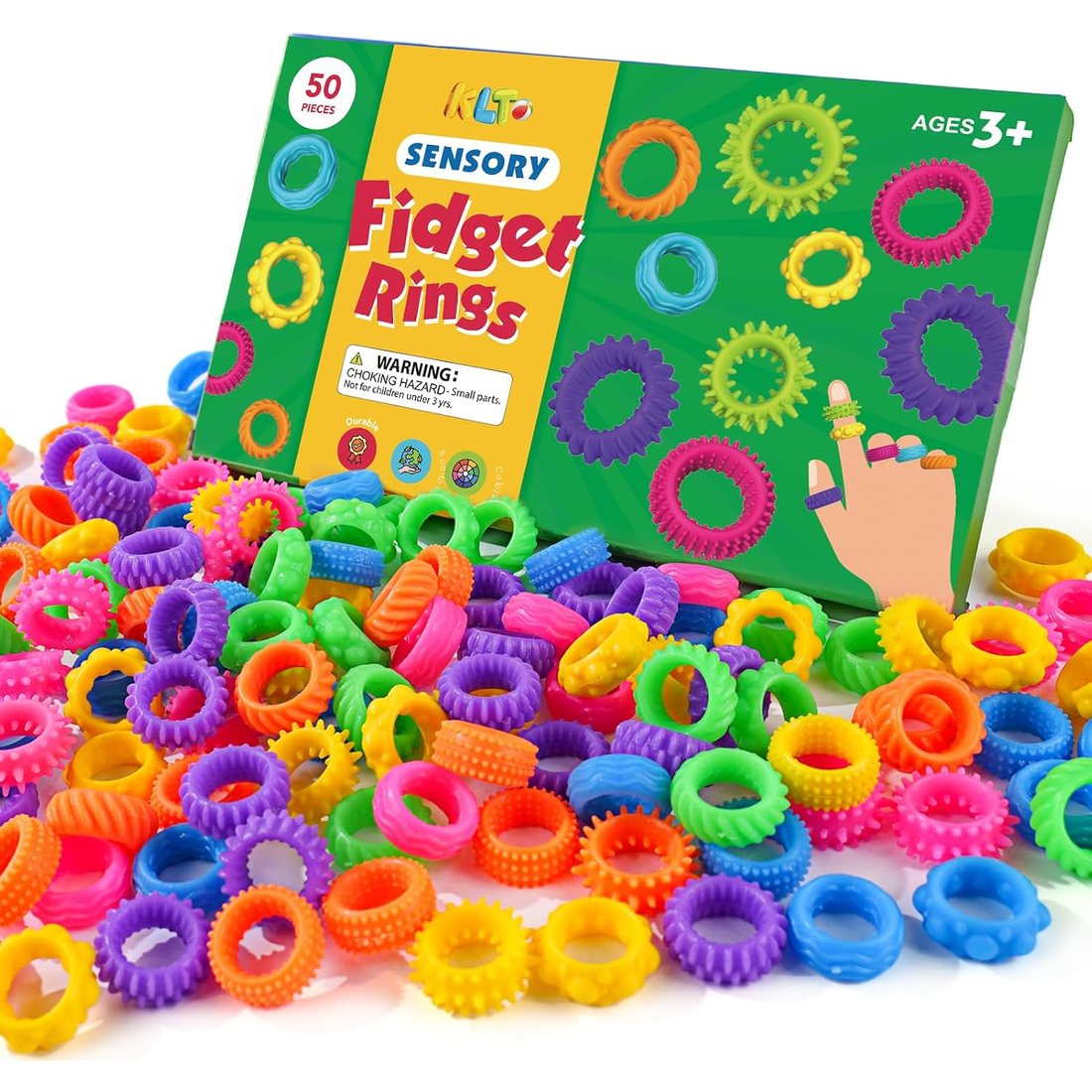 KLT Stretchy Sensory Rings, 50 Pack