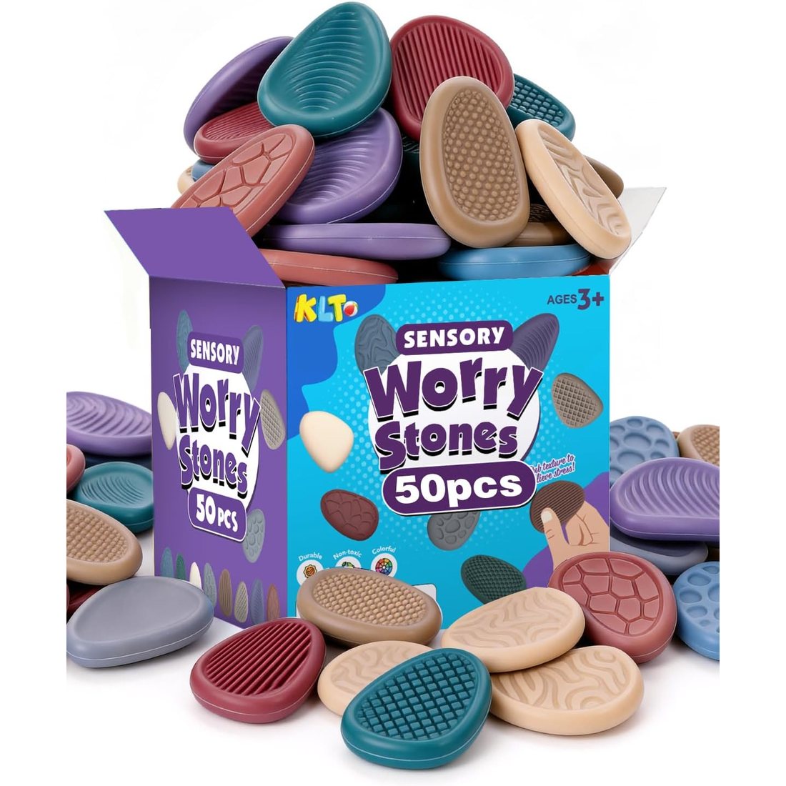 KLT Texture Worry Stones, 50 Pack