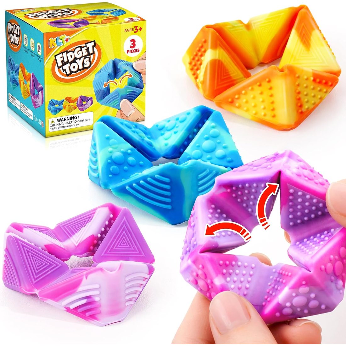 KLT Textured Flip Fidget Toys, 3 Pack