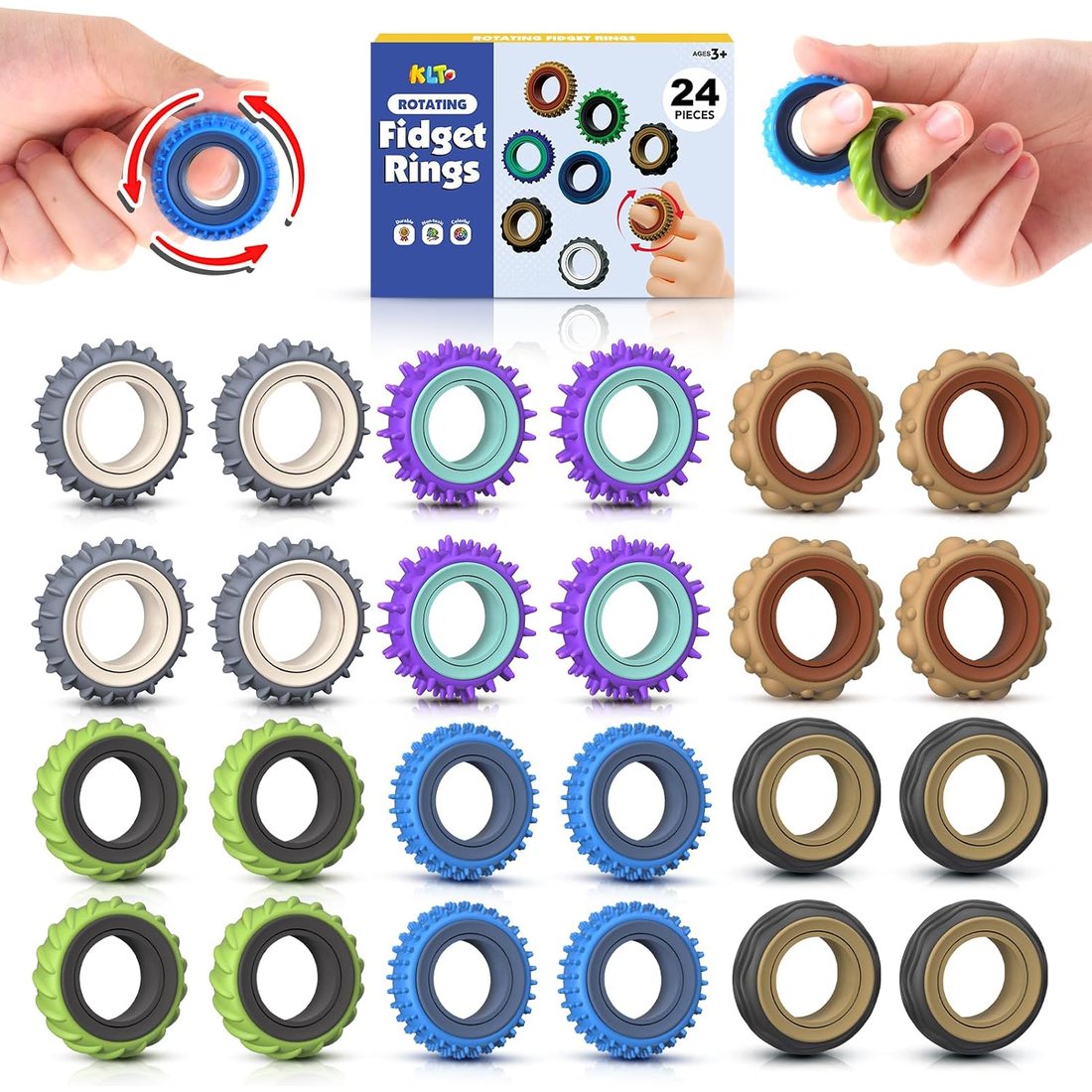 KLT Two-Part Spinner Rings, 24 Pack