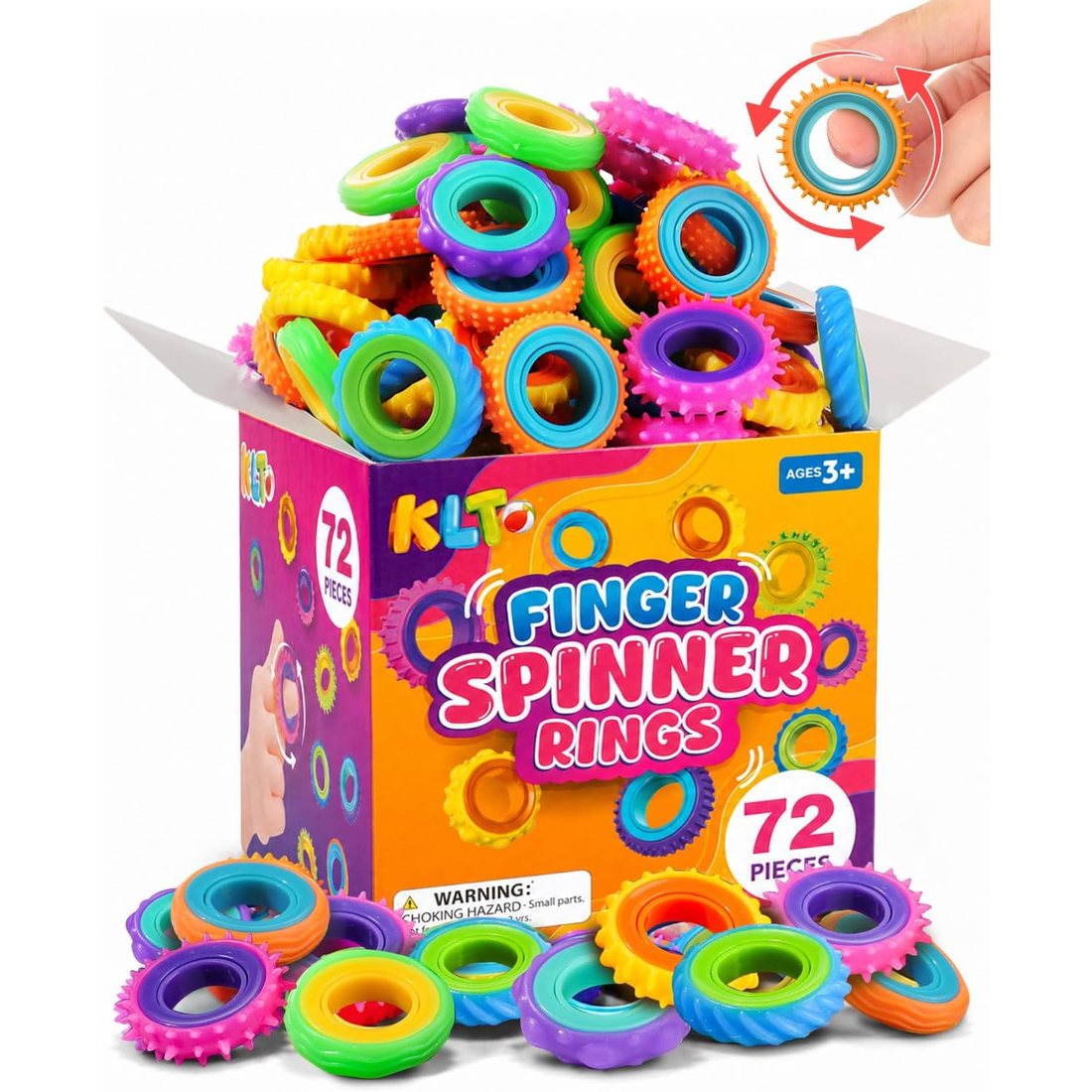 KLT Textured Spinner Rings, 72 Pack